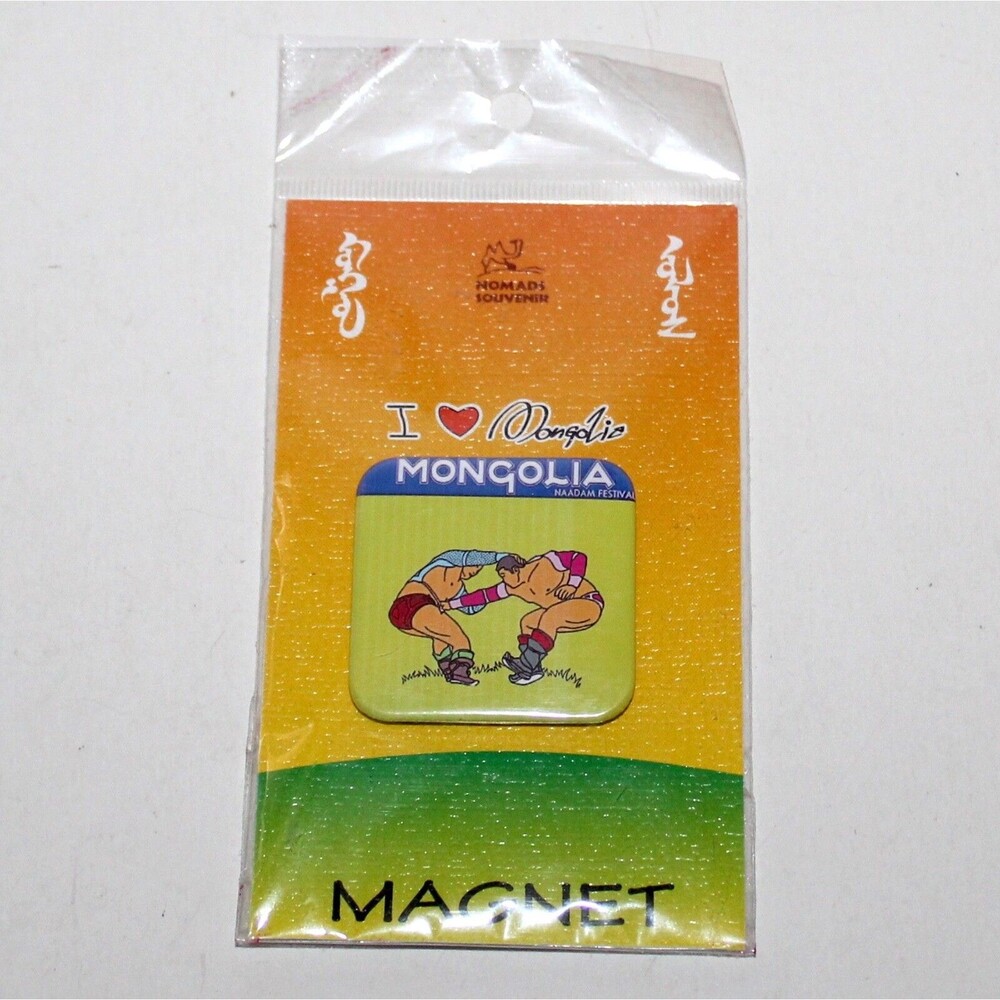rare Mongolia Magnet Naadam Festival Wrestling Nomads Souvenirs sport
